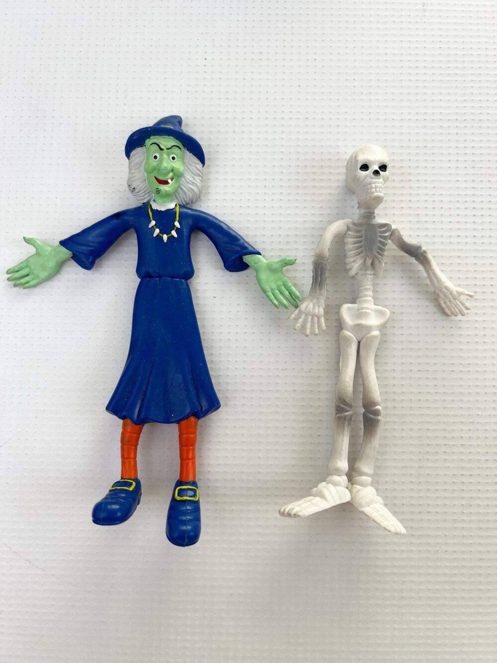 Vintage Russ Bendy Bendable Skeleton People Figures Halloween Witch 80s 90s